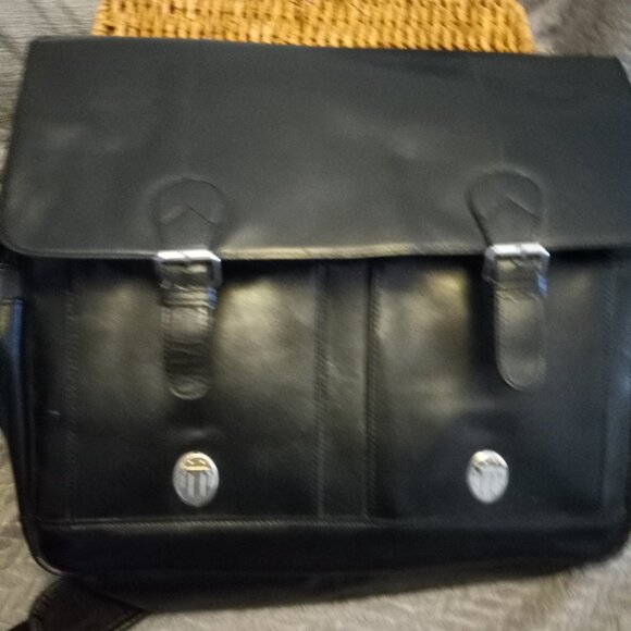 Wilson's Leather Black Leather shoulder strap Briefcase - Picture 3 of 5